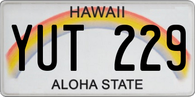 HI license plate YUT229
