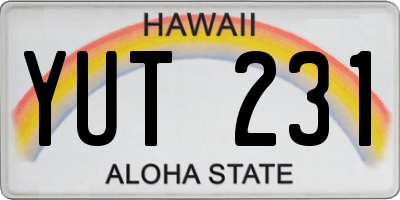 HI license plate YUT231