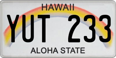 HI license plate YUT233