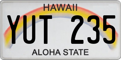 HI license plate YUT235