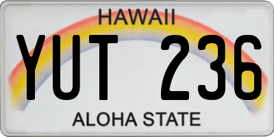 HI license plate YUT236