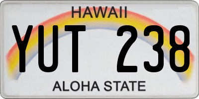 HI license plate YUT238