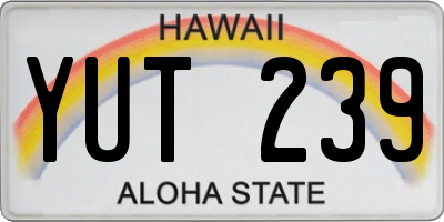 HI license plate YUT239