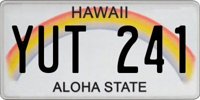HI license plate YUT241