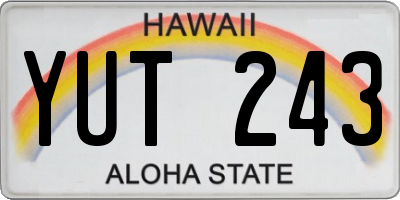 HI license plate YUT243