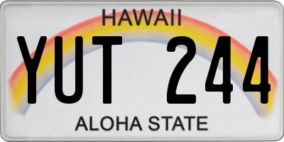 HI license plate YUT244