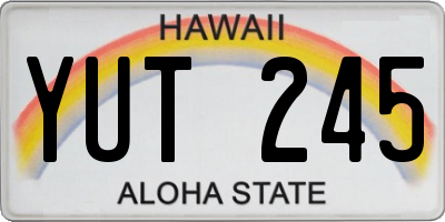 HI license plate YUT245