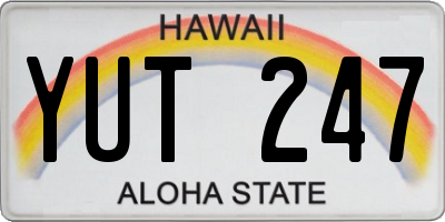 HI license plate YUT247