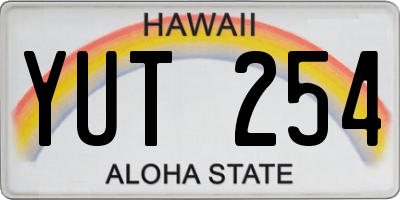 HI license plate YUT254