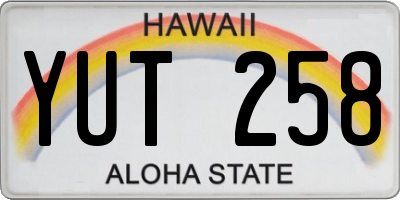 HI license plate YUT258