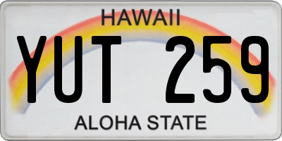 HI license plate YUT259