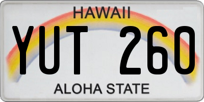 HI license plate YUT260