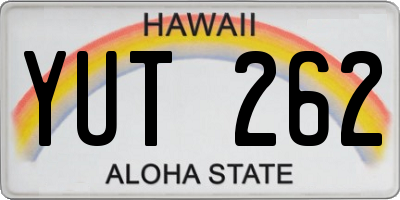 HI license plate YUT262