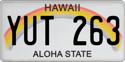 HI license plate YUT263