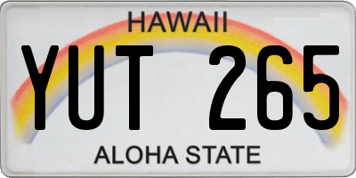 HI license plate YUT265