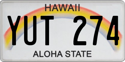 HI license plate YUT274