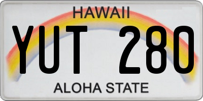 HI license plate YUT280