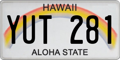 HI license plate YUT281