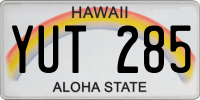 HI license plate YUT285