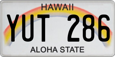 HI license plate YUT286