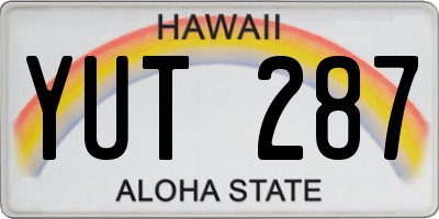 HI license plate YUT287