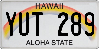 HI license plate YUT289