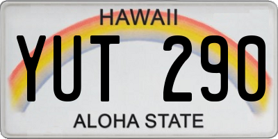 HI license plate YUT290