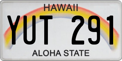 HI license plate YUT291