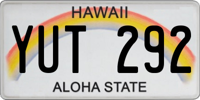 HI license plate YUT292
