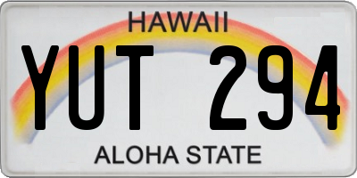 HI license plate YUT294