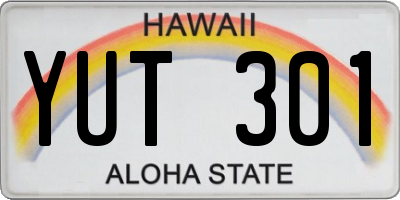 HI license plate YUT301