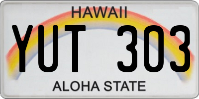 HI license plate YUT303