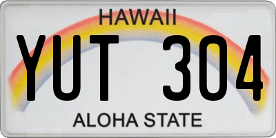 HI license plate YUT304