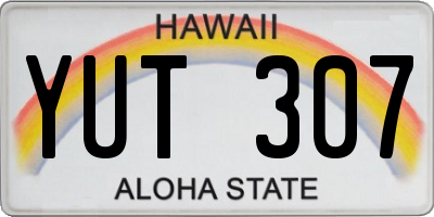 HI license plate YUT307