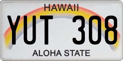 HI license plate YUT308