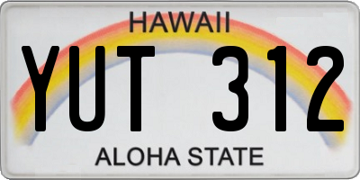 HI license plate YUT312