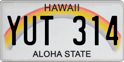 HI license plate YUT314