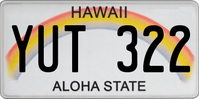 HI license plate YUT322
