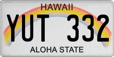 HI license plate YUT332