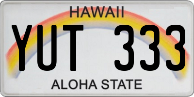 HI license plate YUT333