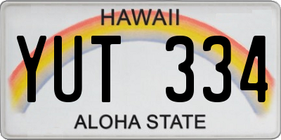 HI license plate YUT334