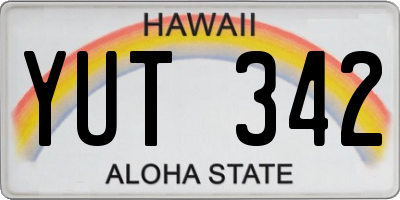HI license plate YUT342