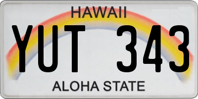HI license plate YUT343