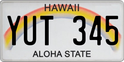 HI license plate YUT345