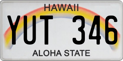 HI license plate YUT346