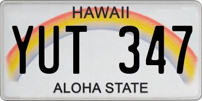 HI license plate YUT347