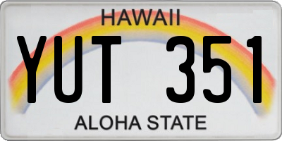 HI license plate YUT351