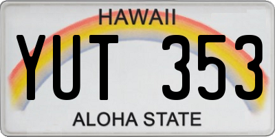 HI license plate YUT353