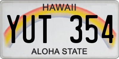 HI license plate YUT354