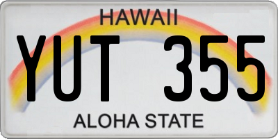 HI license plate YUT355
